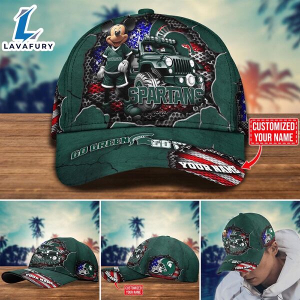 NCAA Mickey Mouse Michigan State Spartans Trending Customize Cap New Arrival