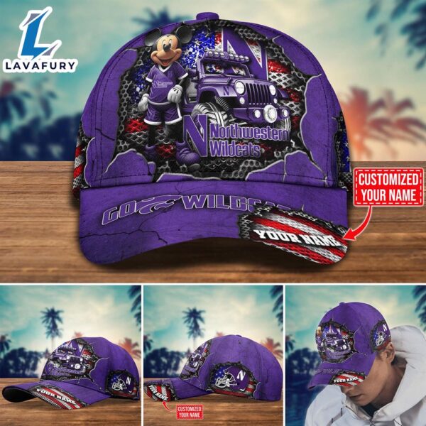 NCAA Mickey Mouse Northwestern Wildcats Trending Customize Cap New Arrival