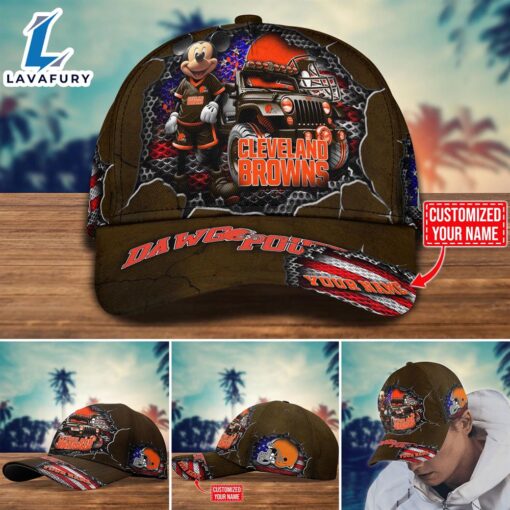 NFL Mickey Mouse Cleveland Browns Trending Customize Cap New Arrival