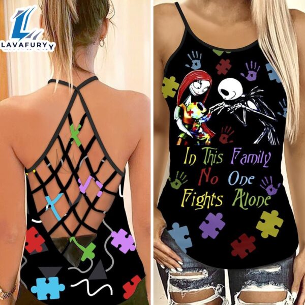 No One Fights Alone Jack Skellington Family Criss-Cross Tank Top