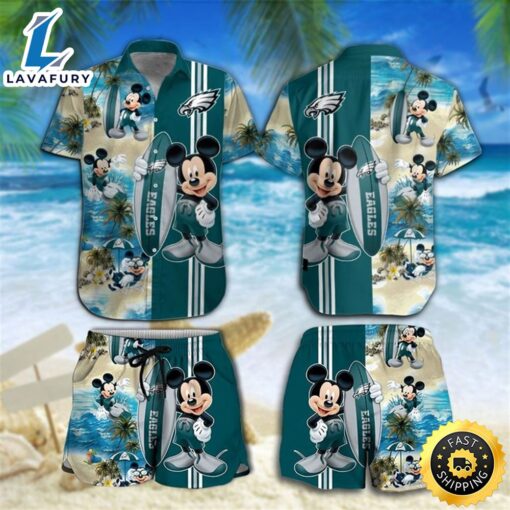 Philadelphia Eagles Mickey Mouse Hawaiian Shirt Beach Short