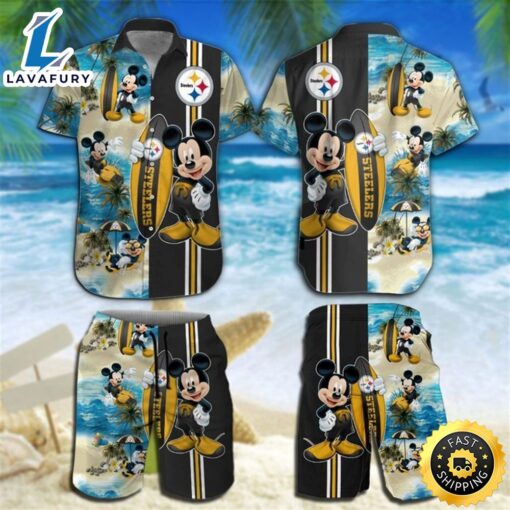 Pittsburgh Steelers Mickey Mouse Hawaiian Shirt Beach Short