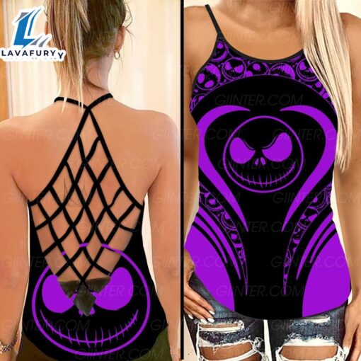 Purple Jack Skellington Criss-Cross Tank Top