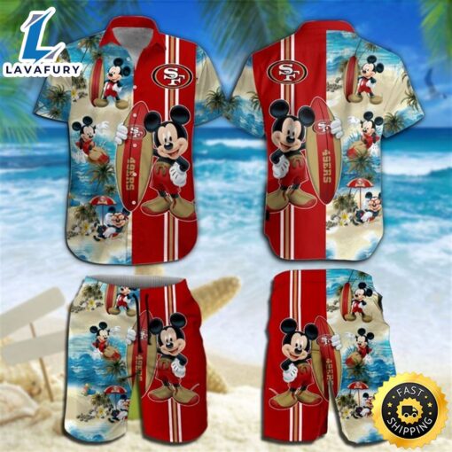 San Francisco 49ers Mickey Mouse Hawaiian Shirt Beach Short