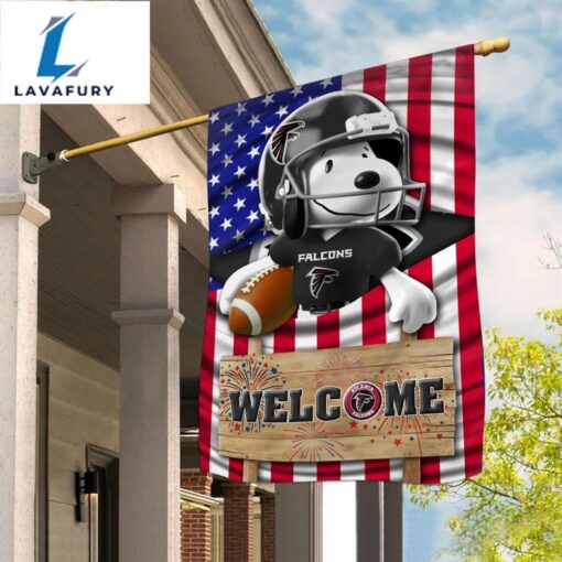 Snoopy Peanuts Atlanta Falcons Welcome Custom Name Garden Flag