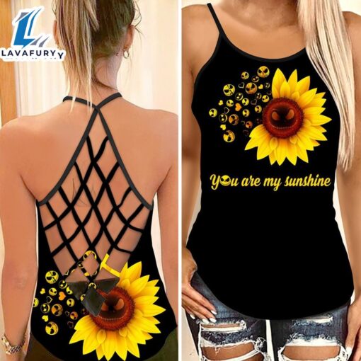 Sunflower You Are My Sunshine Jack Skellington Criss-Cross Tank Top