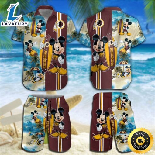 Washington Football Team Mickey Mouse Hawaiian Shirt Beach Short