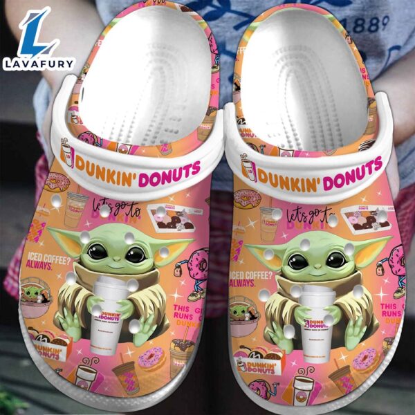 Baby Yoda And Dunkin’ Donuts Movie Crocs Crocband Clogs Shoes Comfortable For Men Women and Kids