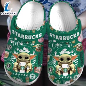 Baby Yoda And Starbucks Movie Drink Crocs Crocband Clogs Shoes Comfortable For Men Women and Kids