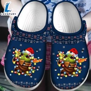 Baby Yoda Christmas Lights Ugly Pattern Christmas Crocband Clog Shoes For Men Women