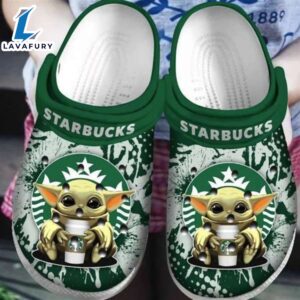 Baby Yoda Hug Starbucks Crocband Clogs