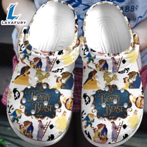Beauty And The Beast Cartoon Crocs Crocband Clogs Shoes Comfortable For Men Women and Kids