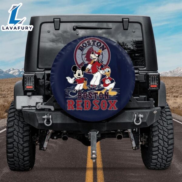 Boston Red Sox Mickey Donald Goofy Spare Tire Cover Gifts For Fans