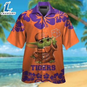 Clemson Tigers Baby Yoda Tropical Hawaiian Shirt For Men And Women