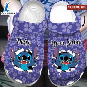 Custom Name Stitch Hello So Cute Kids Clogs Shoes