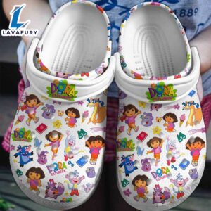 Dora the Explorer Cartoon Crocs Crocband Clogs Shoes Comfortable For Men Women and Kids