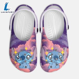 Galaxy Night Sky Stitch Cute Kids Purple Clogs Shoes