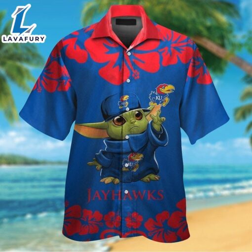 Kansas Jayhawks Baby Yoda Tropical Hawaiian Shirt For Men And Women