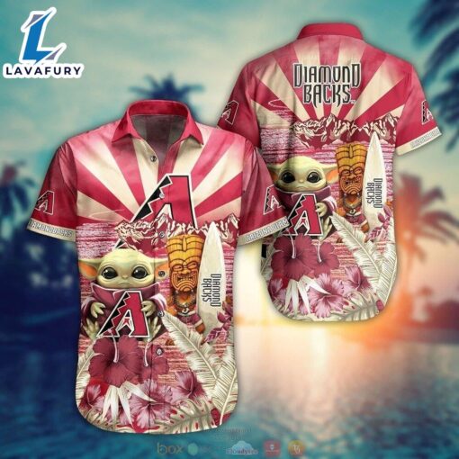 MLB Arizona Diamondbacks Red Gold Baby Yoda New Design Hawaiian Shirt For Men And Women