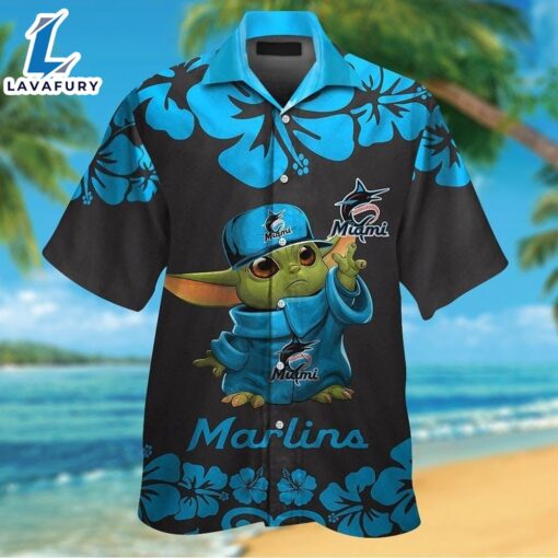 Miami Marlins Baby Yoda Tropical Hawaiian Shirt For Men And Women