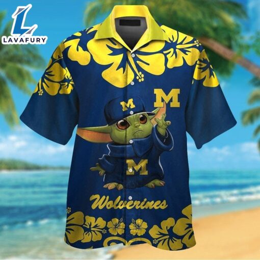 Michigan Wolverines Baby Yoda Tropical Hawaiian Shirt For Men And Women