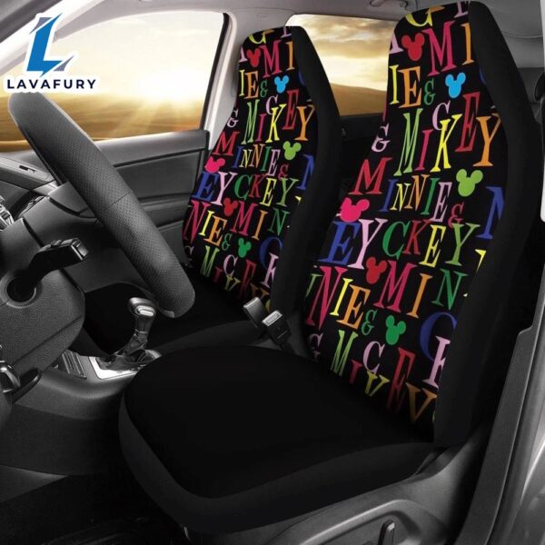 Mickey Multicolor Text Car Seat Covers
