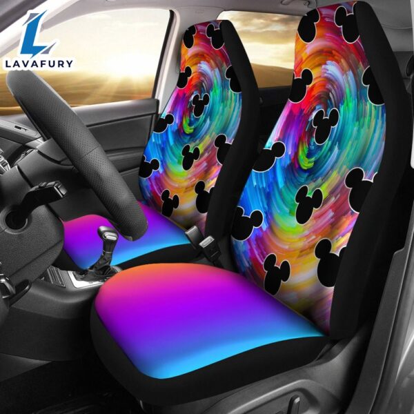 Mickey Patterns Rainbow Spiral Car Seat Covers