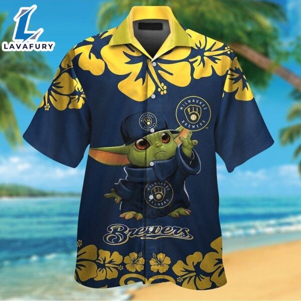 Milwaukee Brewers Baby Yoda Tropical Hawaiian Shirt For Men And Women