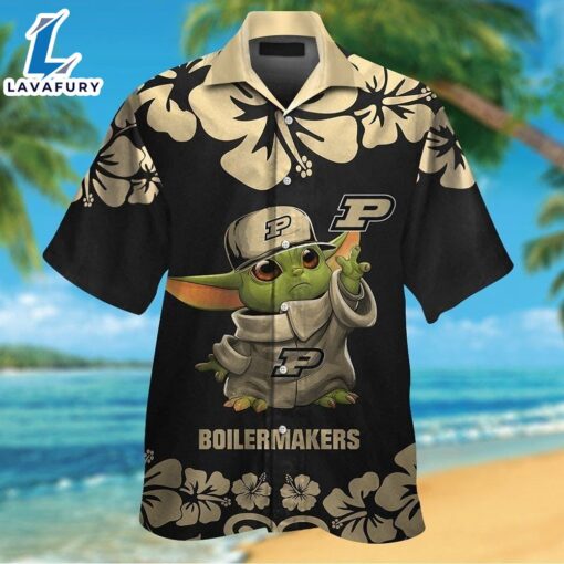 NCAA Purdue Boilermakers Baby Yoda Gold Black Trendy Aloha Hawaiian Shirt For Men And Women