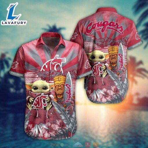 NCAA Washington State Cougars Baby Yoda Trendy Aloha Hawaiian Shirt For Men And Women