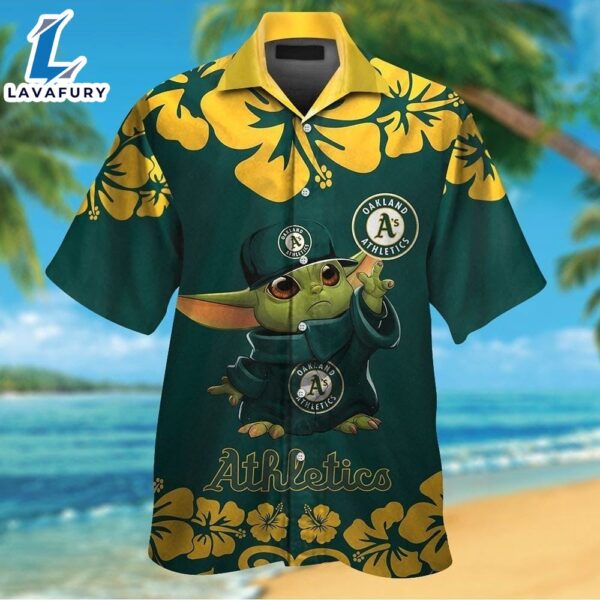 Oakland Athletics Baby Yoda Tropical Aloha Hawaiian Shirt For Men And Women