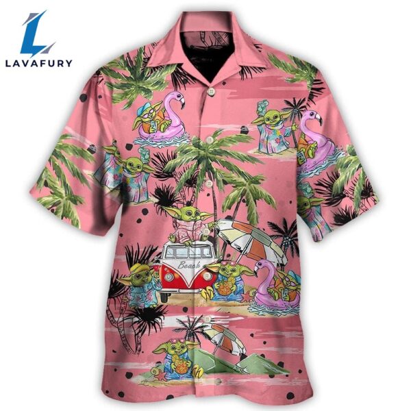 Star Wars Disney Baby Yoda Pink Tropical Aloha Hawaiian Shirt For Men And Women