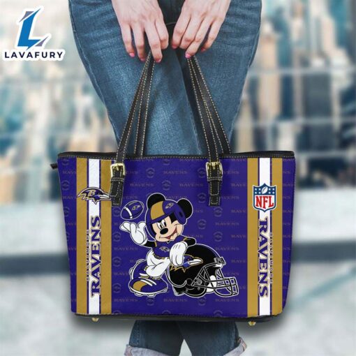 Baltimore Ravens NFL Mickey Women Leather Tote Bag