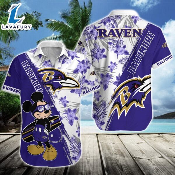 Baltimore Ravens Team NFL Mickey Hawaiian Beach Shirt