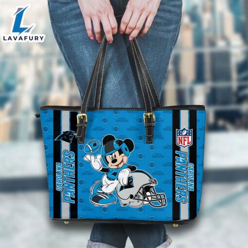 Carolina Panthers NFL Mickey Women Leather Tote Bag