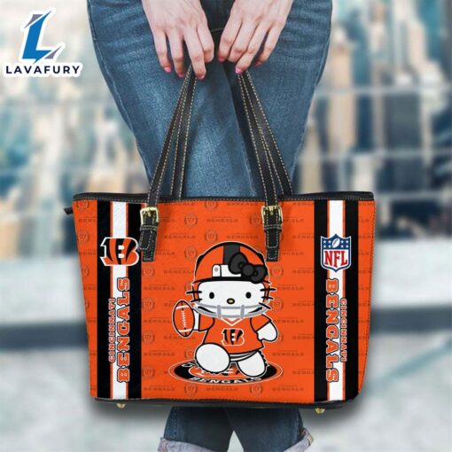 Cincinnati Bengals NFL Kitty Women Leather Tote Bag