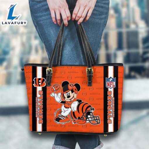 Cincinnati Bengals NFL Mickey Women Leather Tote Bag