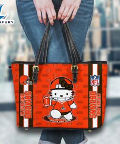 Cleveland Browns NFL Kitty Women Leather Tote Bag
