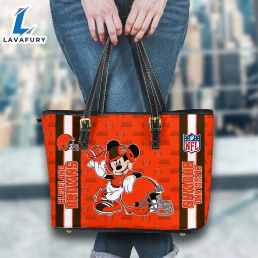 Cleveland Browns NFL Mickey Women Leather Tote Bag