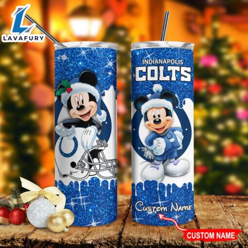 Custom Name Mickey Indianapolis Colts Gift Skinny Tumbler