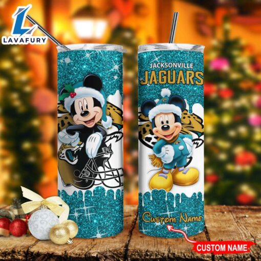 Custom Name Mickey Jacksonville Jaguars Gift Skinny Tumbler