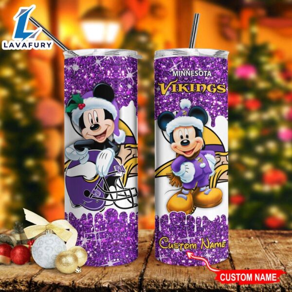 Custom Name Mickey Minnesota Vikings Gift Skinny Tumbler