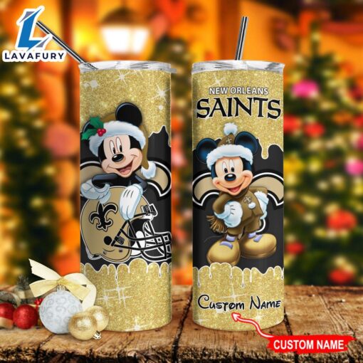 Custom Name Mickey New Orleans Saints Gift Skinny Tumbler