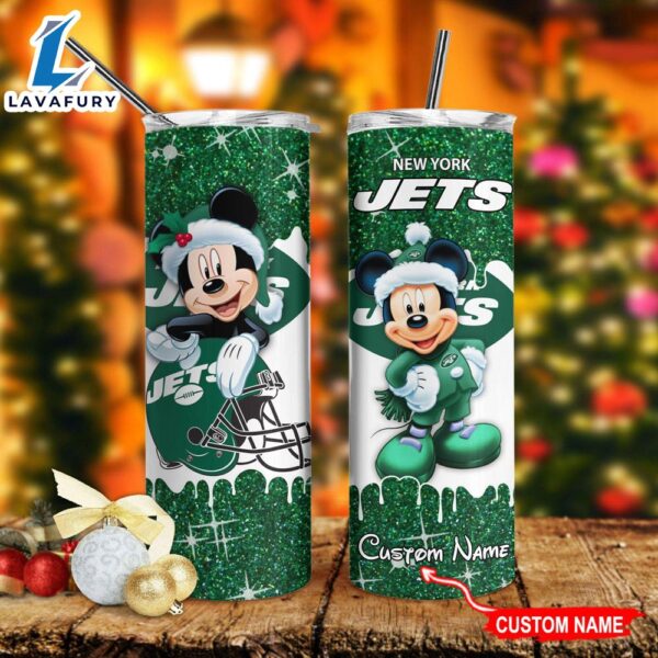 Custom Name Mickey New York Jets Gift Skinny Tumbler