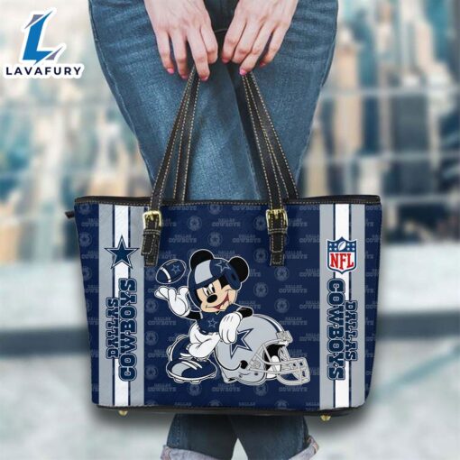 Dallas Cowboys NFL Mickey Women Leather Tote Bag