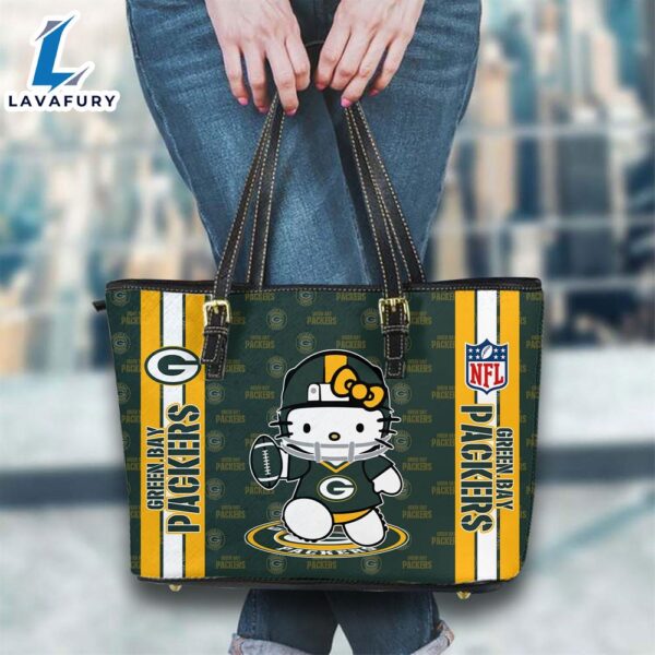 Green Bay Packers NFL Kitty Women Leather Tote Bag