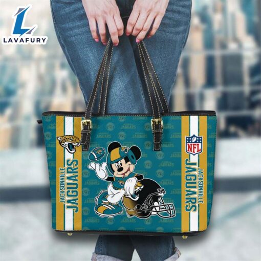 Jacksonville Jaguars NFL Mickey Women Leather Tote Bag