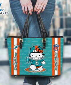 Miami Dolphins NFL Kitty Women Leather Tote Bag
