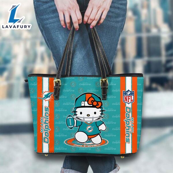 Miami Dolphins NFL Kitty Women Leather Tote Bag