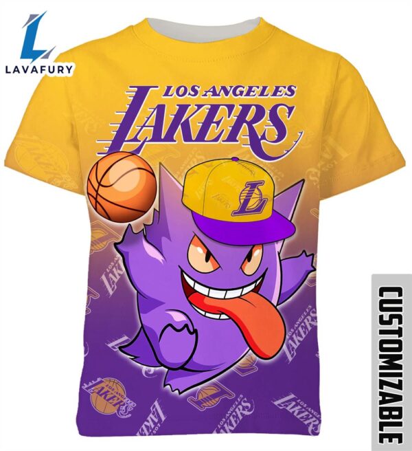 NBA Los Angeles Lakers Pokemon Gengar Tshirt Adult And Kid Tshirt